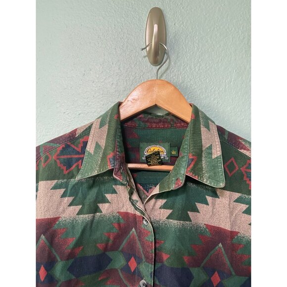 Cabela's Women's Green Patterned Button Up Long Sleeve Shirt Top Size Large - Picture 5 of 9